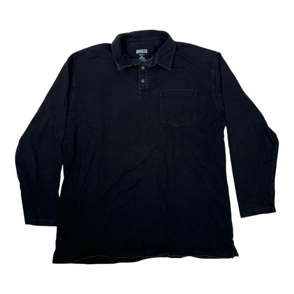 Duluth Trading Co Longtail T Polo Shirt Mens XL Black Long Sleeve Pocket Work